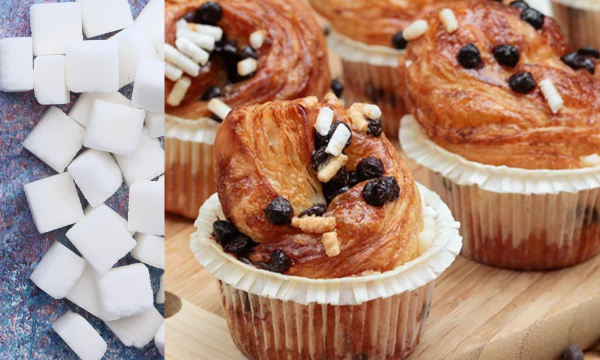 muffin di sfoglia, burro e zucchero